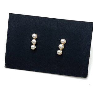 Classic Triple Pearl Gold-Trim Stud Earrings - Women